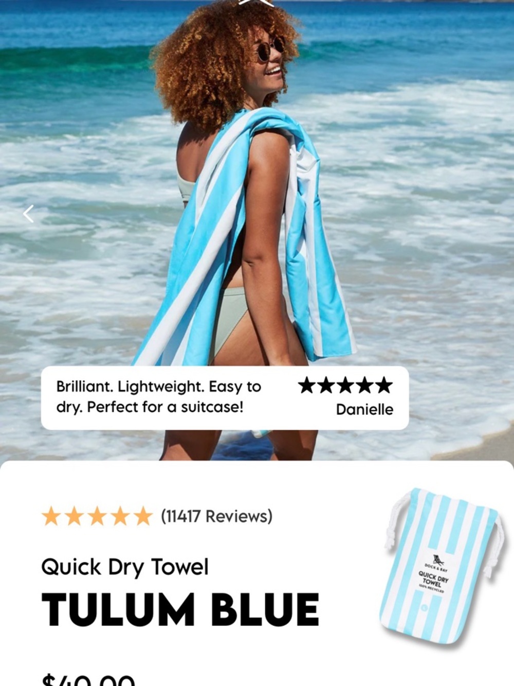 Dock and Bay Quick Dry Tulum Blue XL - Picture 4 of 4